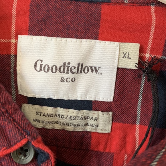 Goodfellow & Co. Mens Ripe Red Plaid Flannel Shirt - Picture 4 of 10